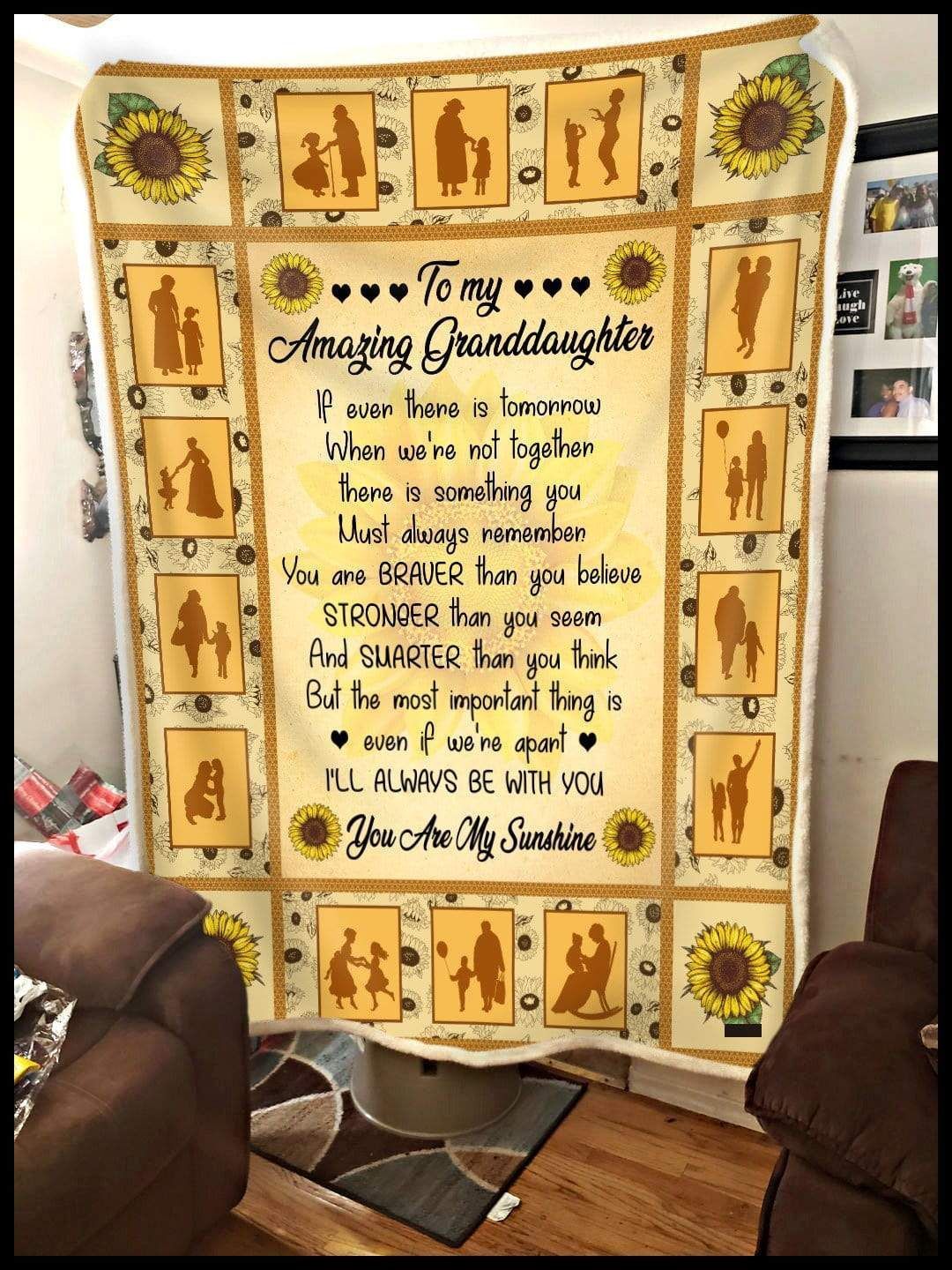 Sunflower To My Granddaughter If Ever There Is Tomorrow Sherpa Fleece Blanket