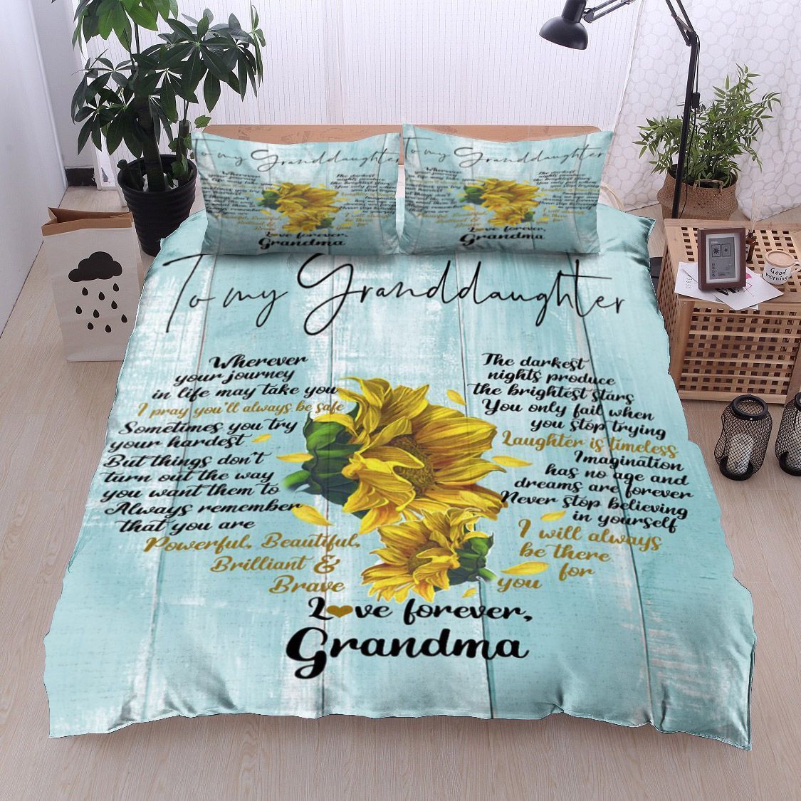 Sunflower To My Granddaughter Love Forever Grandma Bedding Set