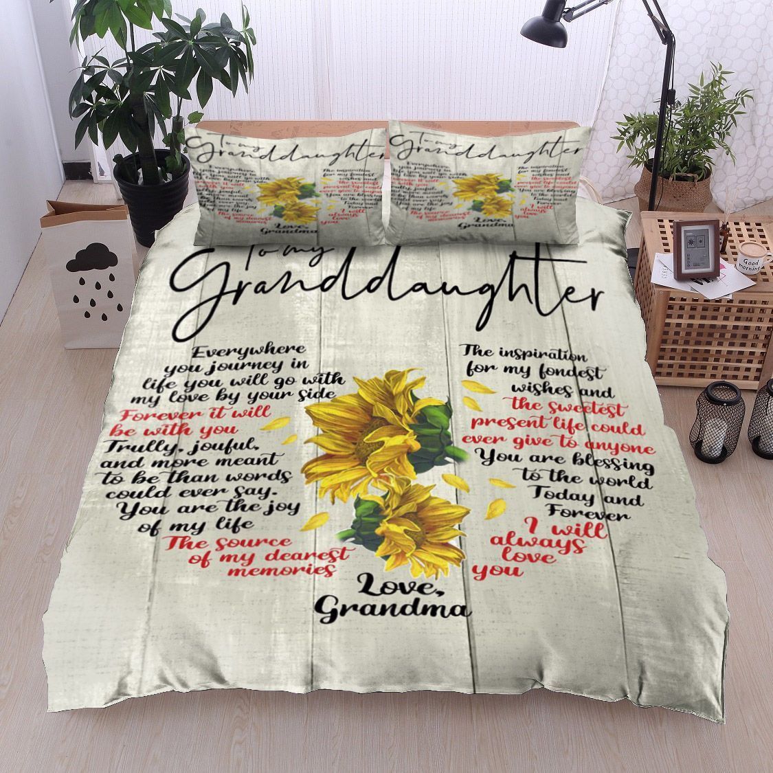 Sunflower To My Granddaughter Love Grandma Bedding Set