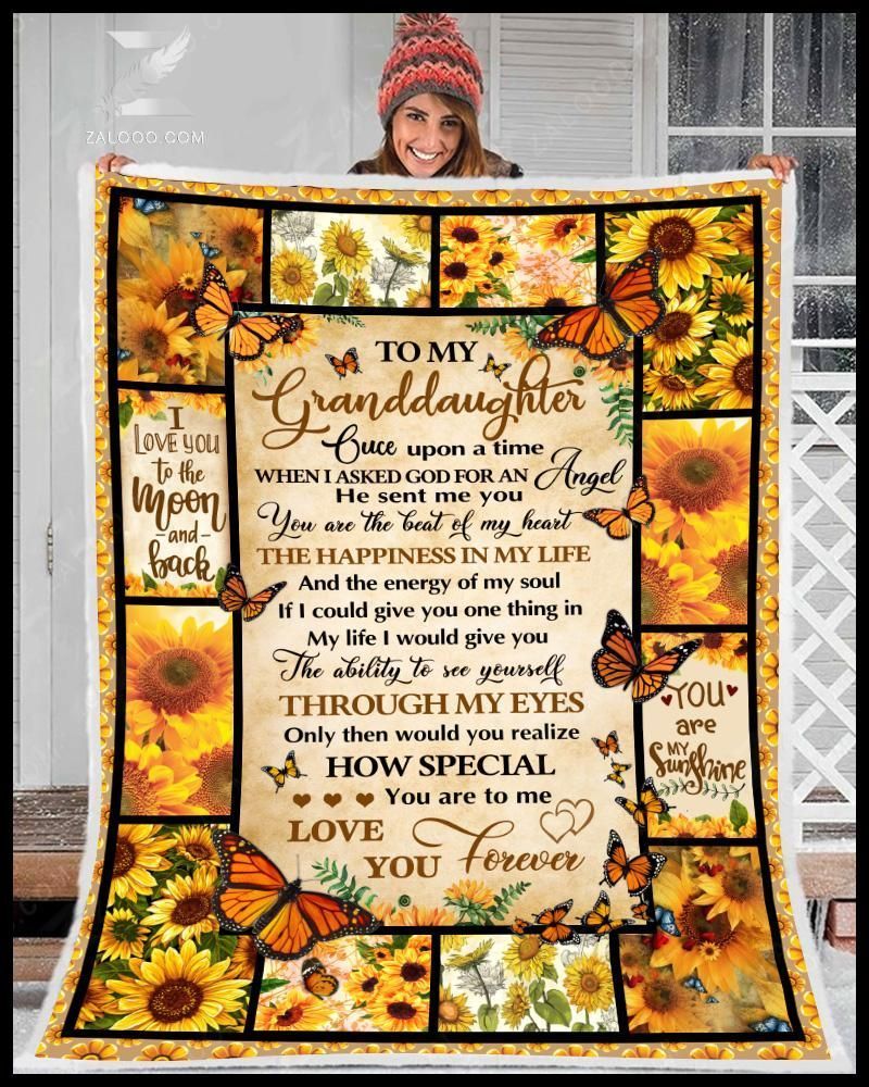 Sunflower To My Granddaughter Love You Forever Sherpa Fleece Blanket