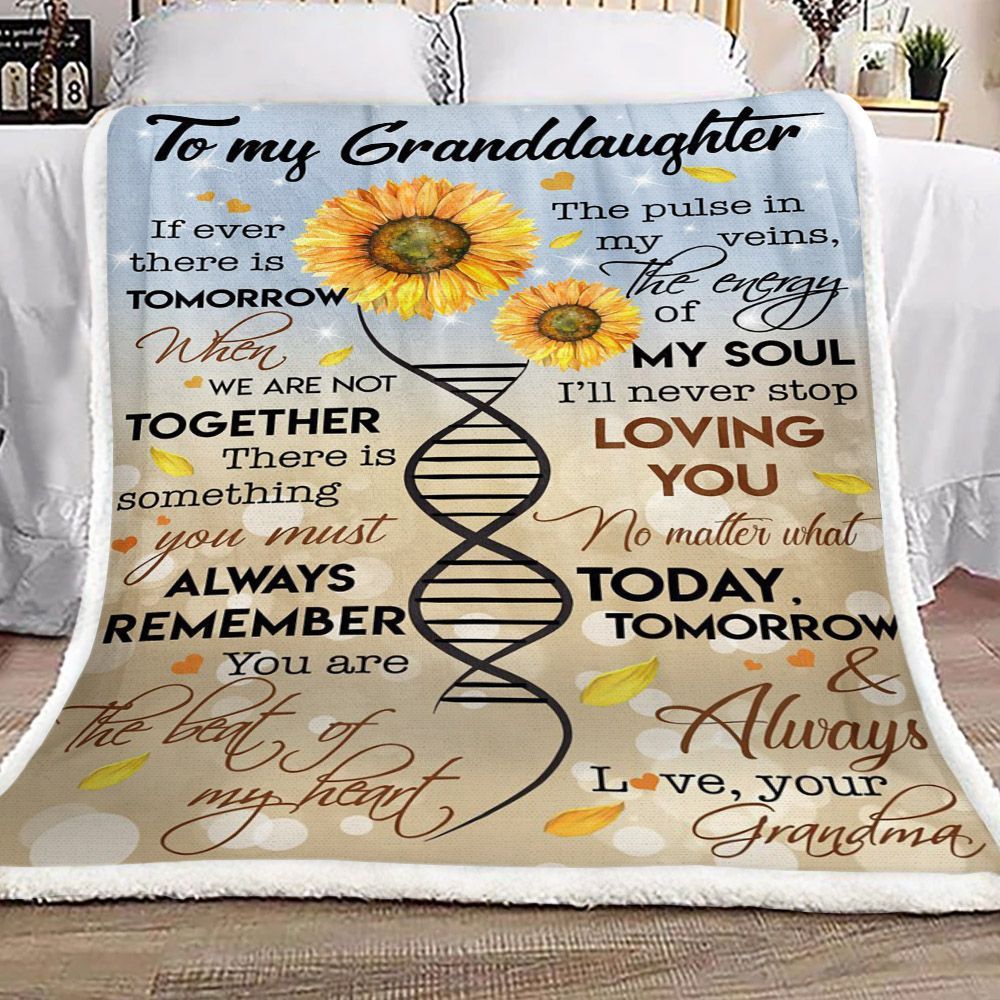 Sunflower To My Granddaughter Love Your Grandma Sherpa Fleece Blanket