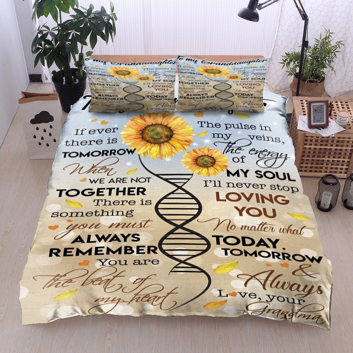 Sunflower To My Granddaughter Love Your Grandma Bedding Set
