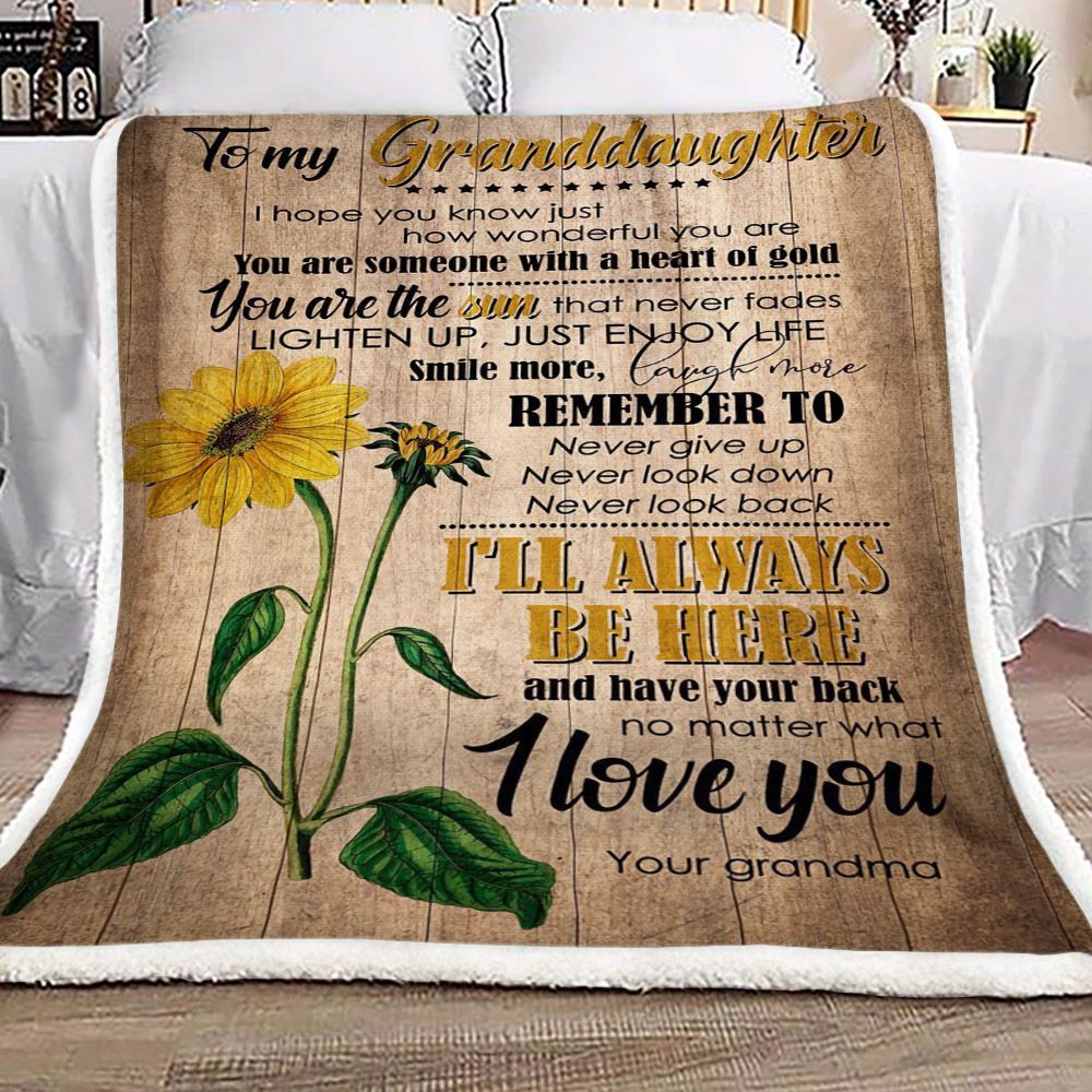 Sunflower To My Granddaughter Your Grandma Sherpa Fleece Blanket