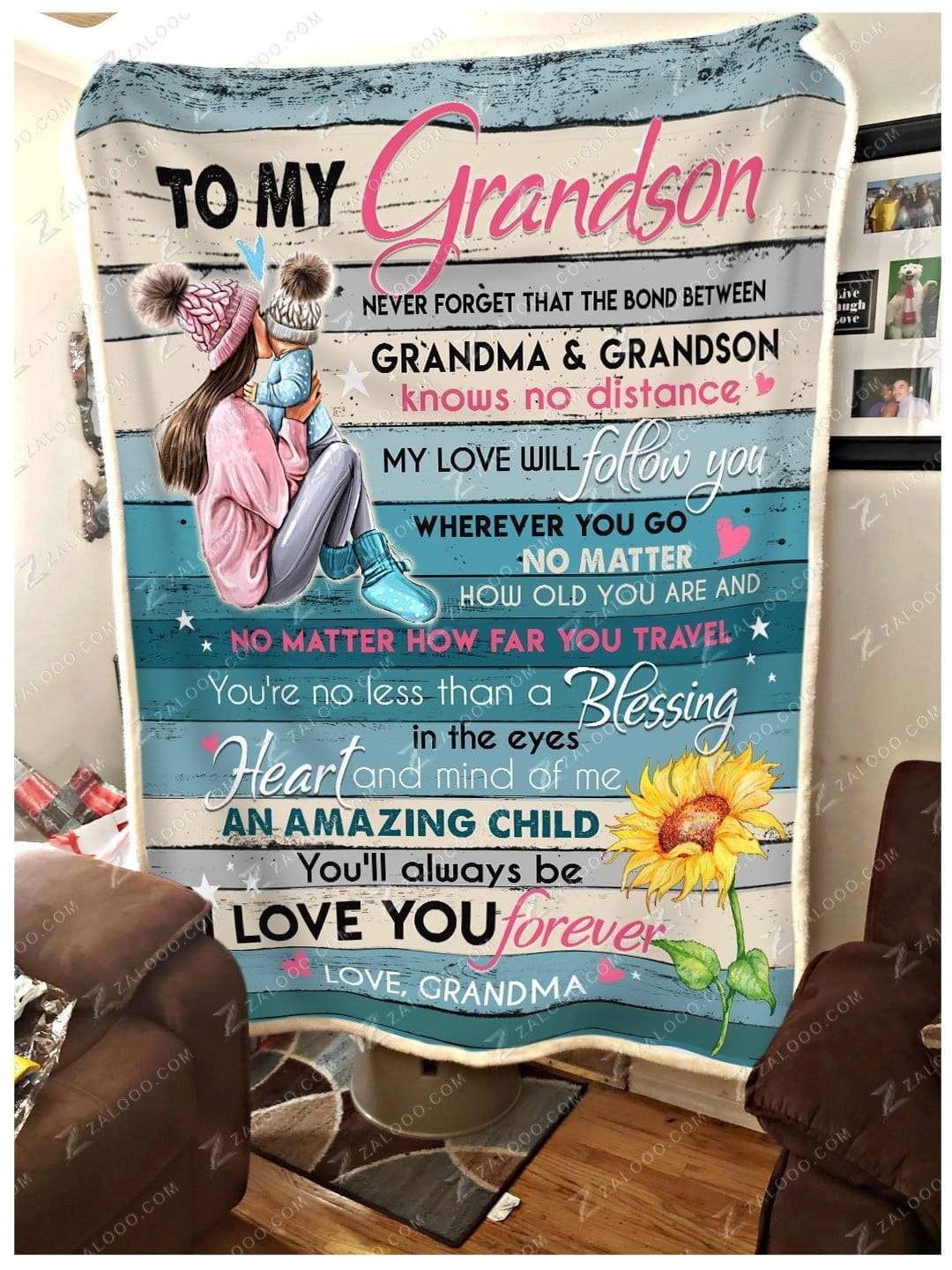 Sunflower To My Grandson Grandma Wherever Your Journey In Life May Take You Sherpa Fleece Blanket