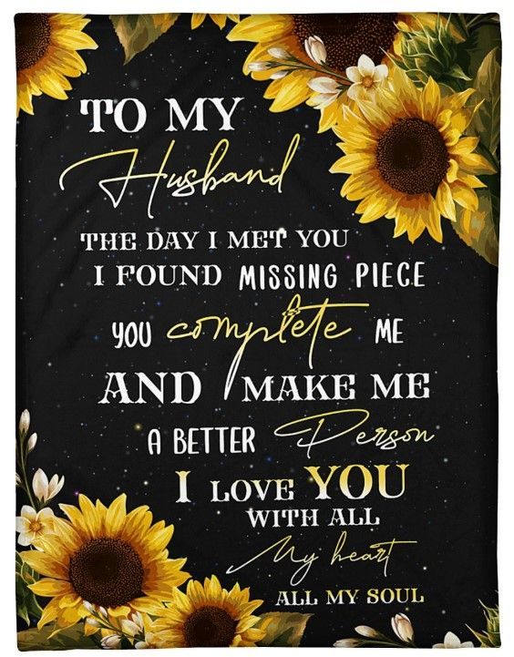 Sunflower To My Husband I Love You With All My Heart Sherpa Fleece Blanket