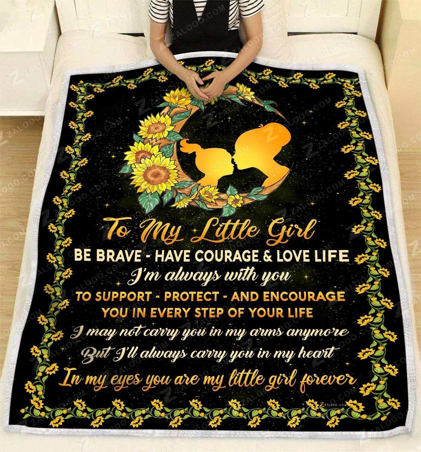 Sunflower To My Little Girl Be Brave Sherpa Fleece Blanket