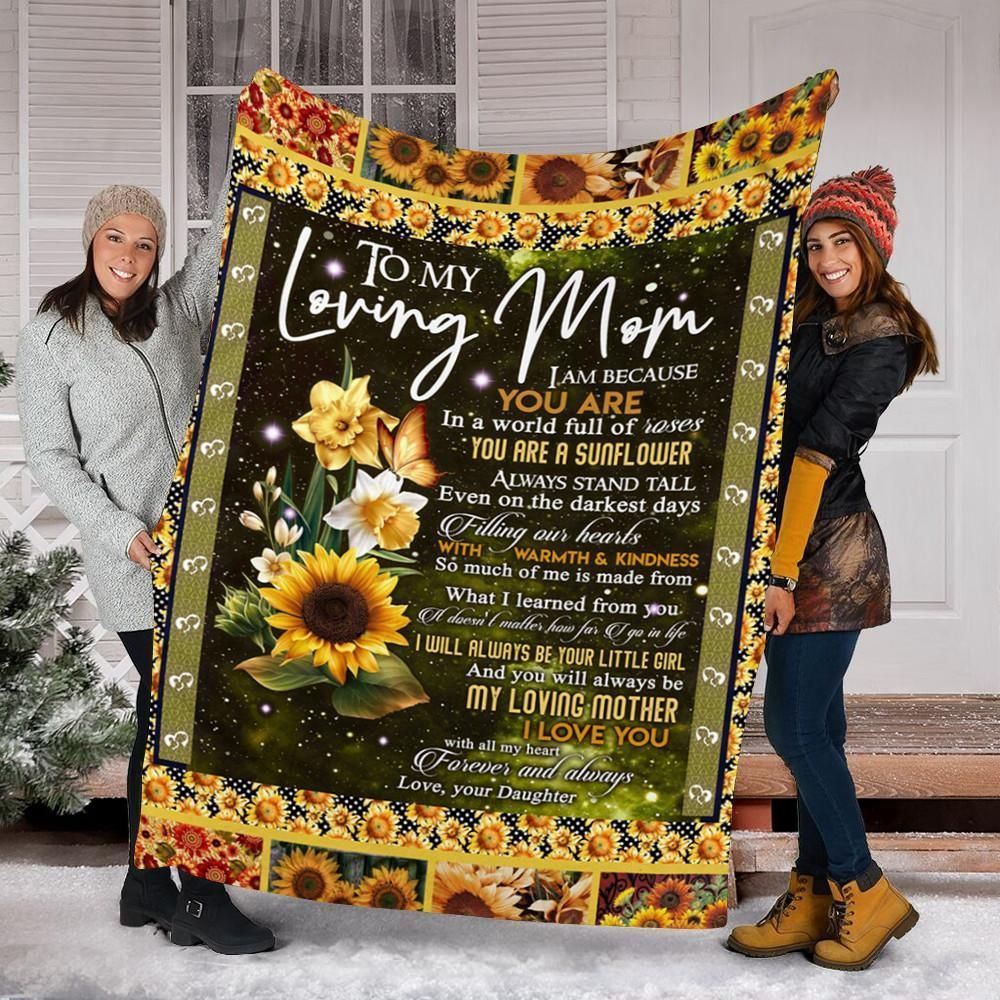 Sunflower To My Loving Mom Sherpa Fleece Blanket