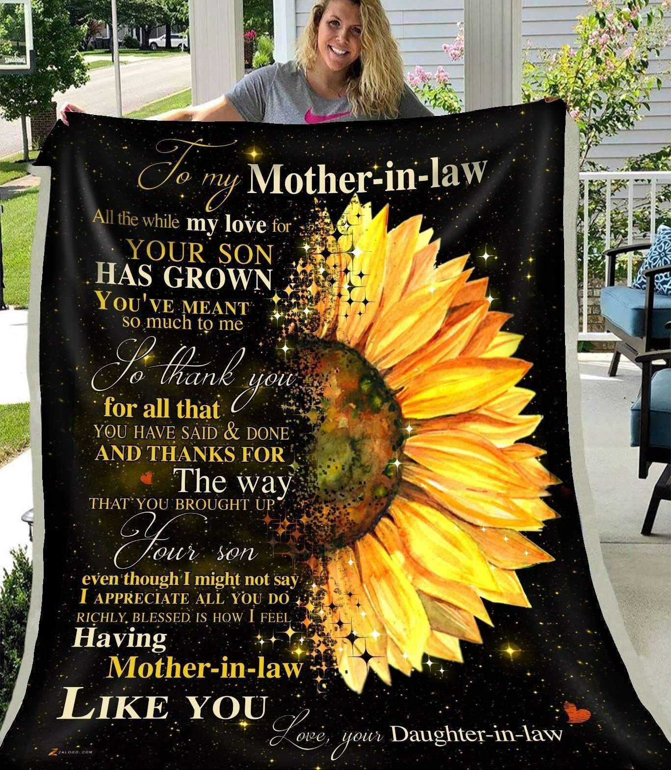 Sunflower To My Mother In Law I Appreciate Love Daughter In Law Sherpa Fleece Blanket