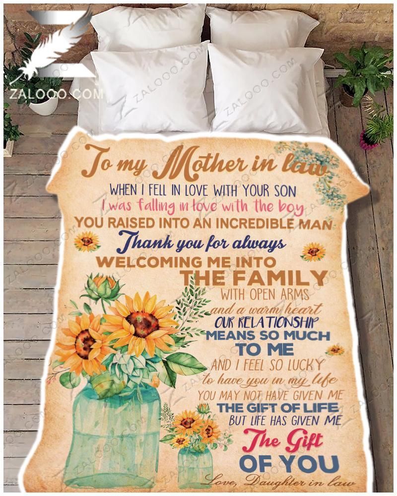 Sunflower To My Mother In Law When I Fell In Love With Your Son Love Daughter In Law Sherpa Fleece Blanket