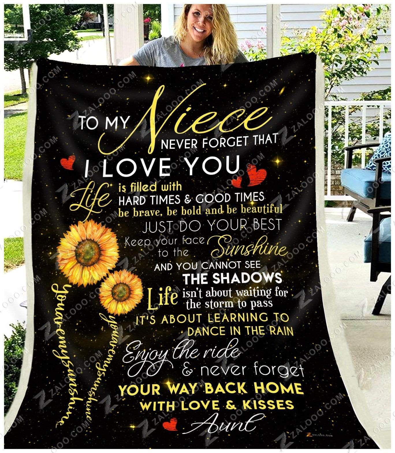 Sunflower To My Niece Aunt You Are My Sunshine Sherpa Fleece Blanket