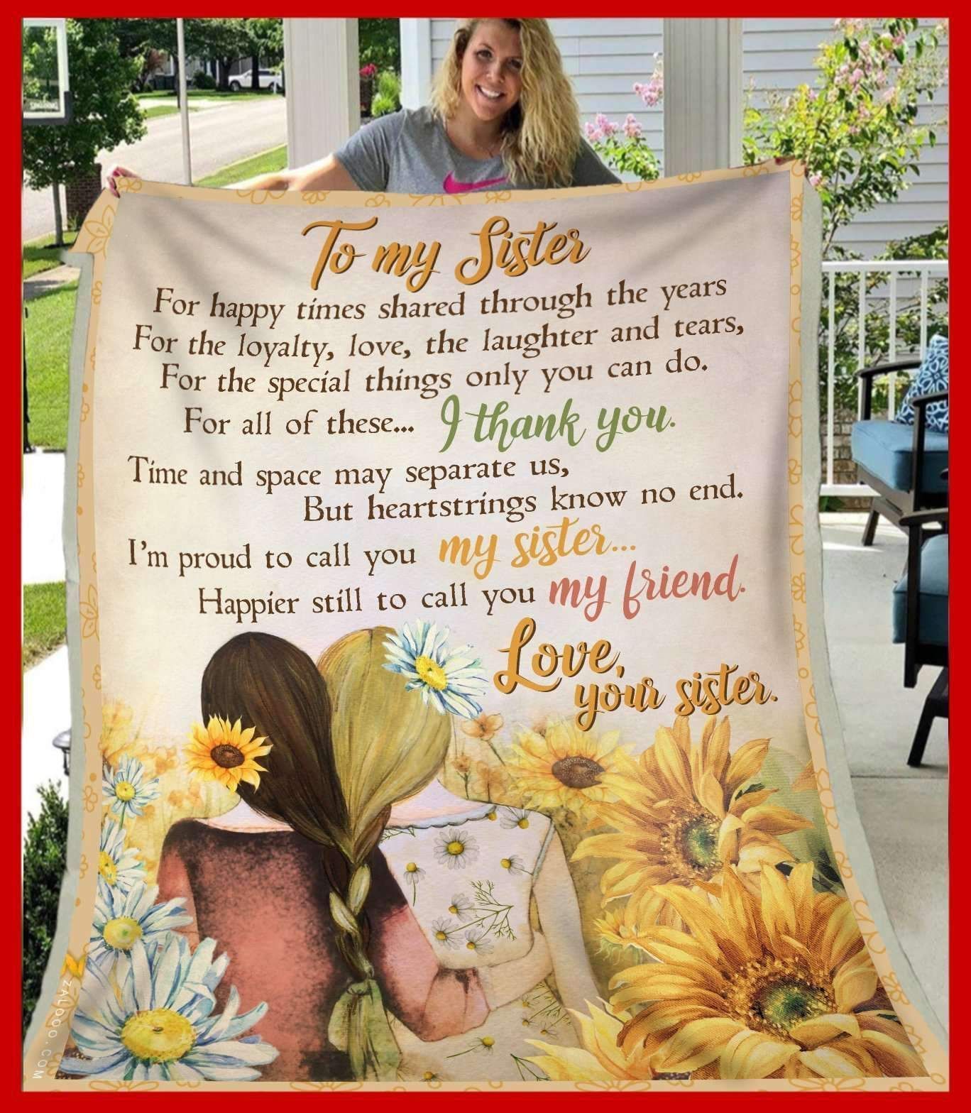 Sunflower To My Sister Sherpa Fleece Blanket