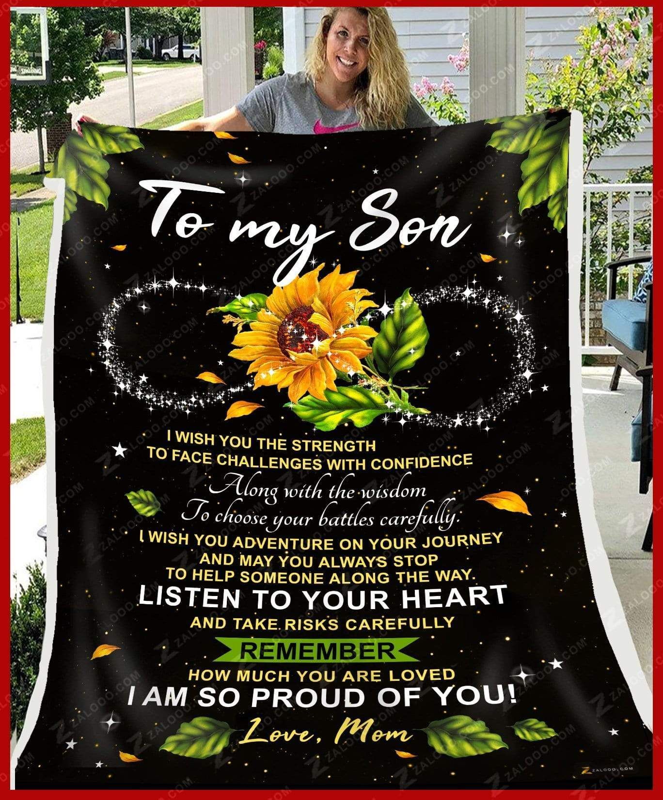 Sunflower To My Son Mom Do Not Let Today Troubles Bring You Down Sherpa Fleece Blanket
