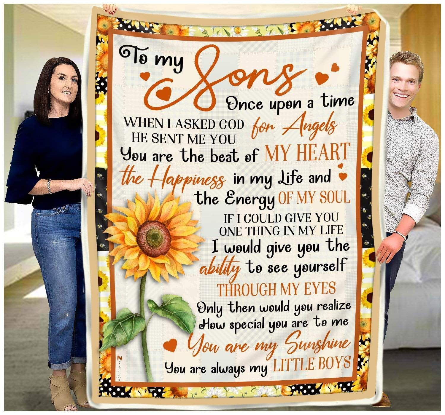 Sunflower To My Sons He Sent Me You Sherpa Fleece Blanket