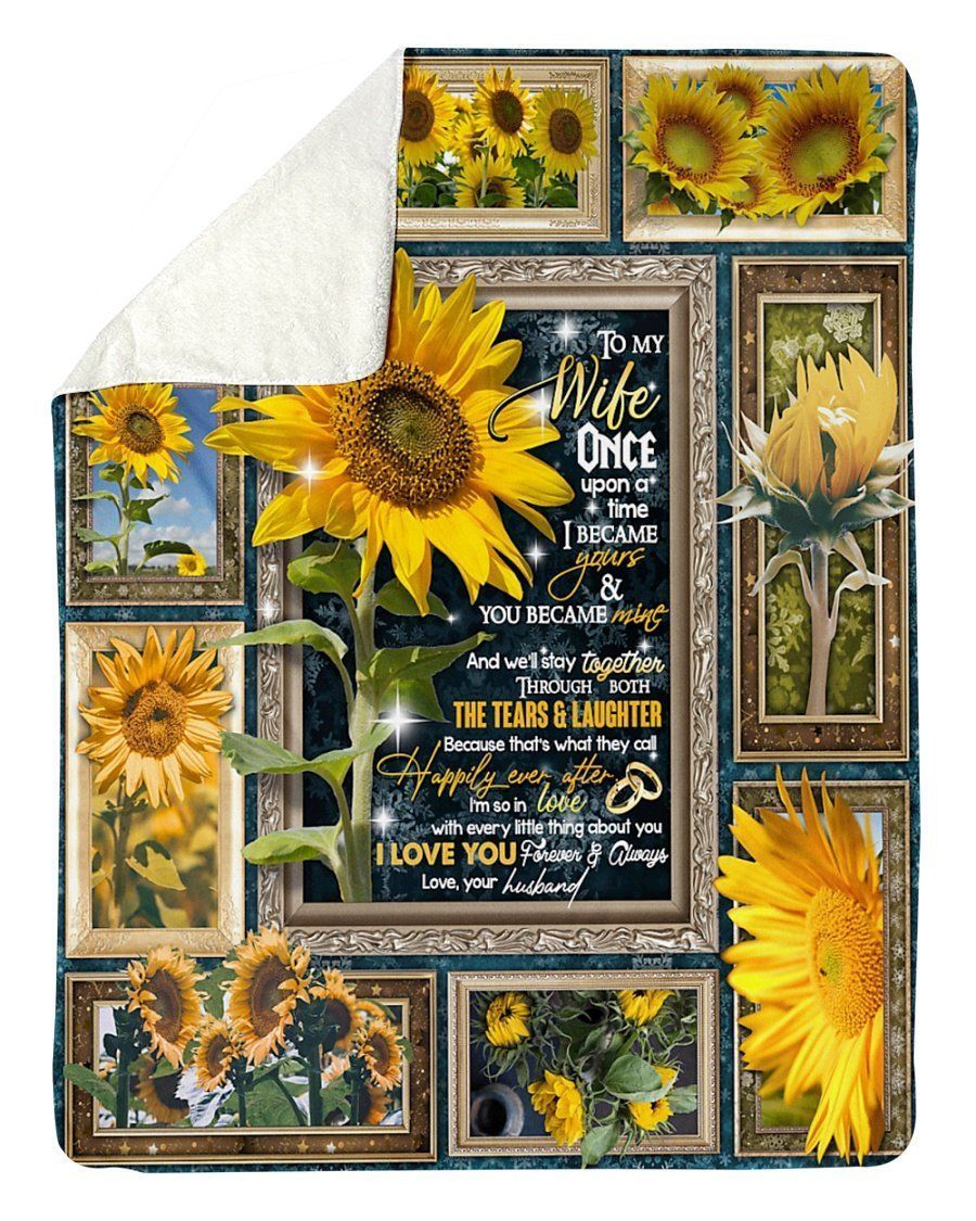 Sunflower To My Wife Sherpa Fleece Blanket