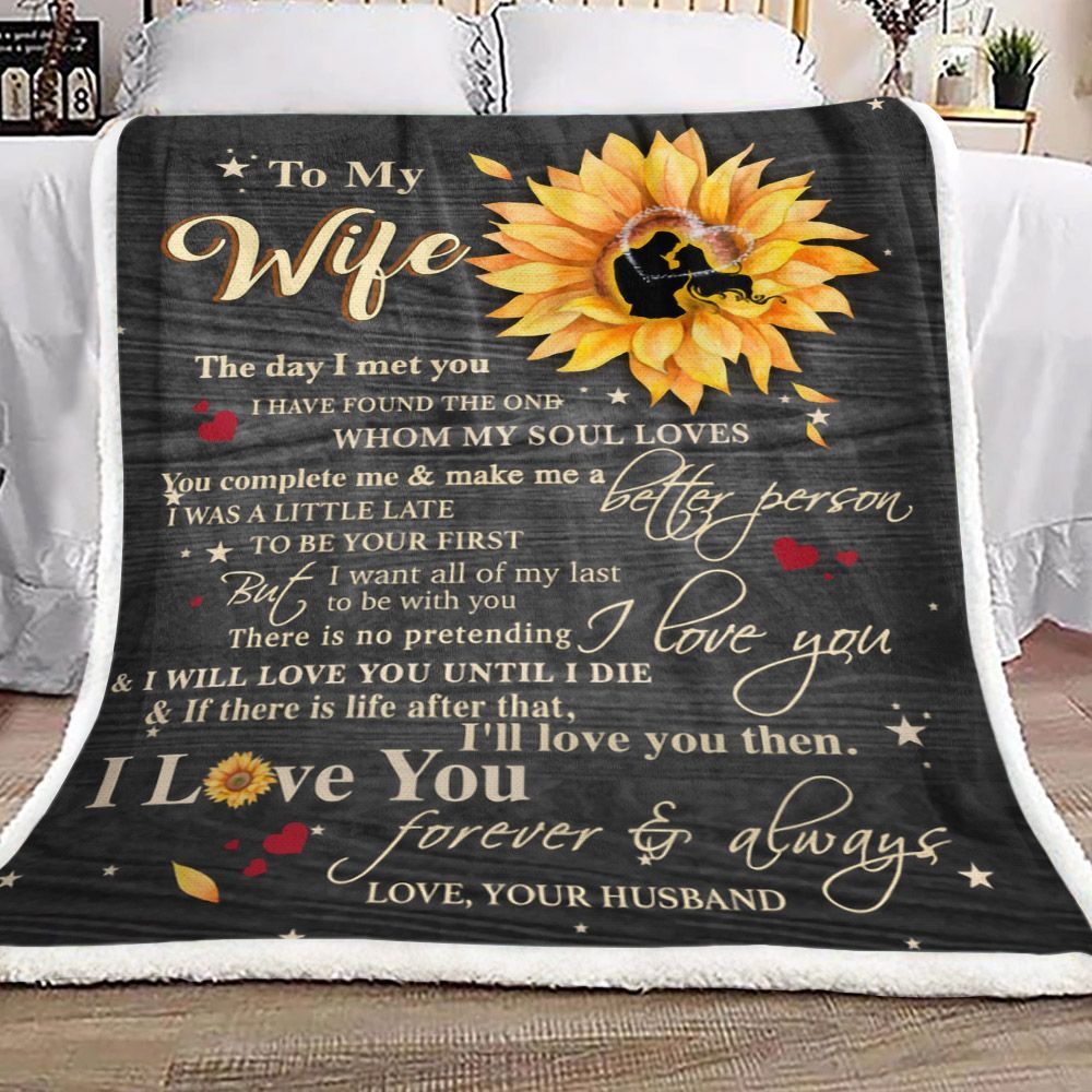 Sunflower To My Wife Sherpa Fleece Blanket