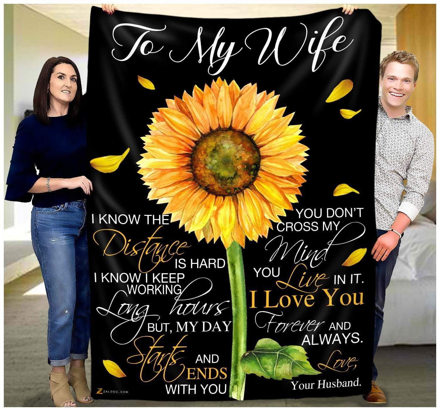 Sunflower To My Wife Sherpa Fleece Blanket