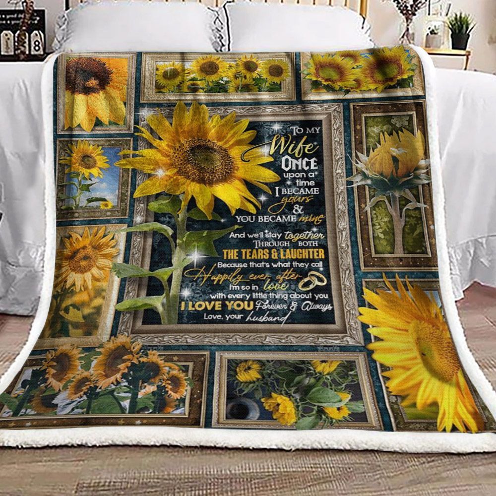 Sunflower To My Wife Sherpa Fleece Blanket