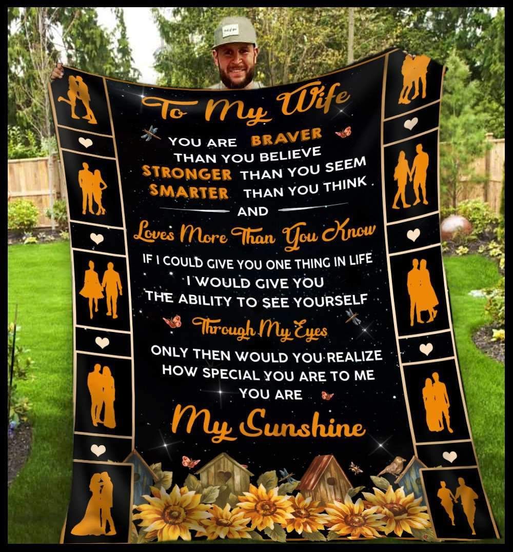Sunflower To my Wife Fleece Blanket