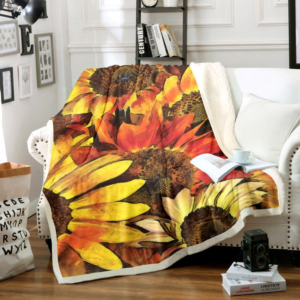 Sunflower Sherpa Fleece Blanket