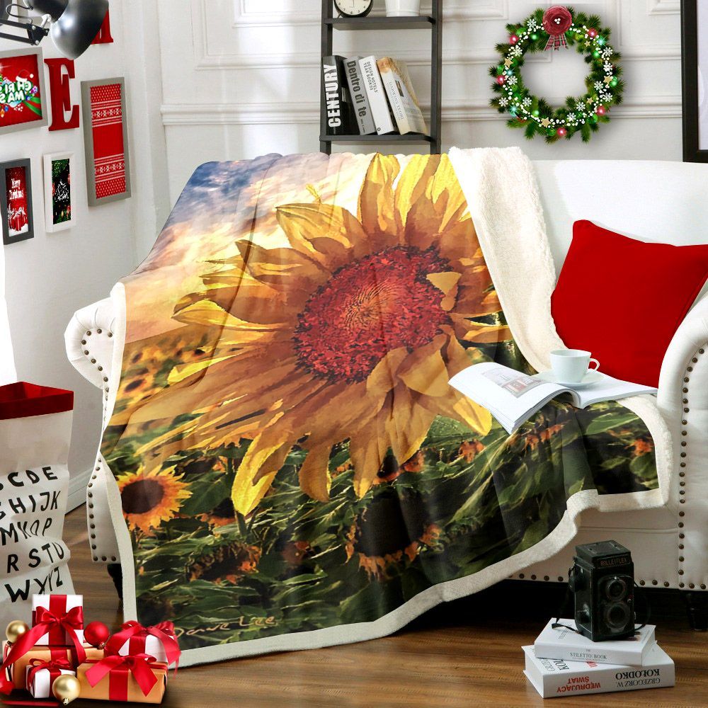 Sunflower Sherpa Fleece Blanket