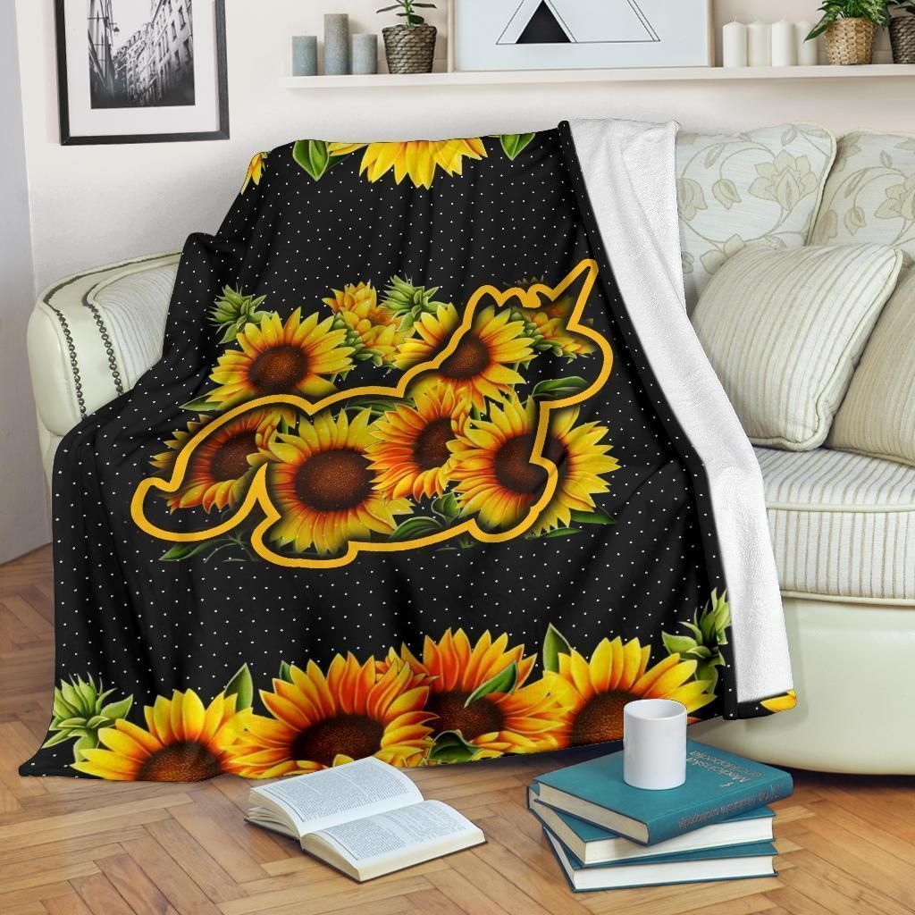 Sunflower Unicorn Sherpa Fleece Blanket