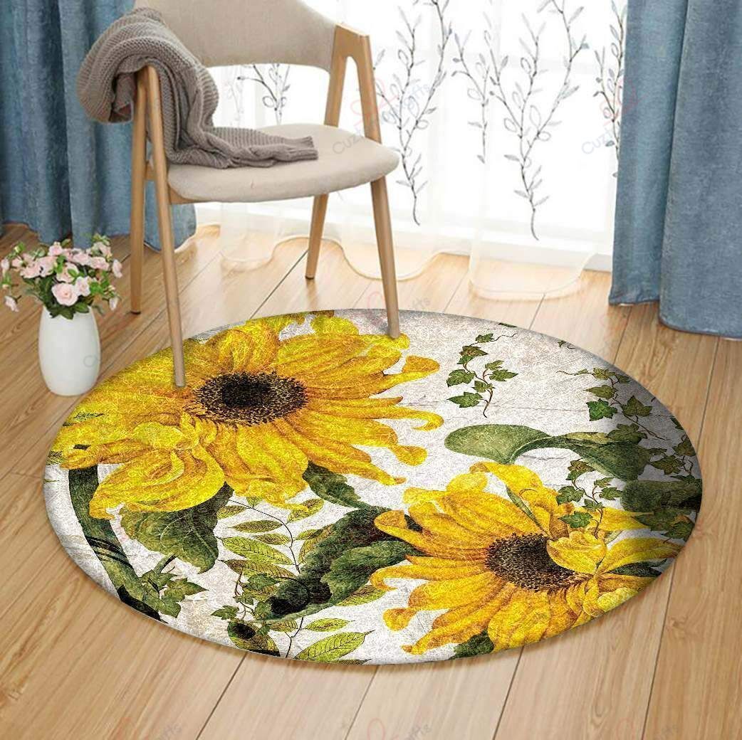 Sunflower Vintage Round Carpet