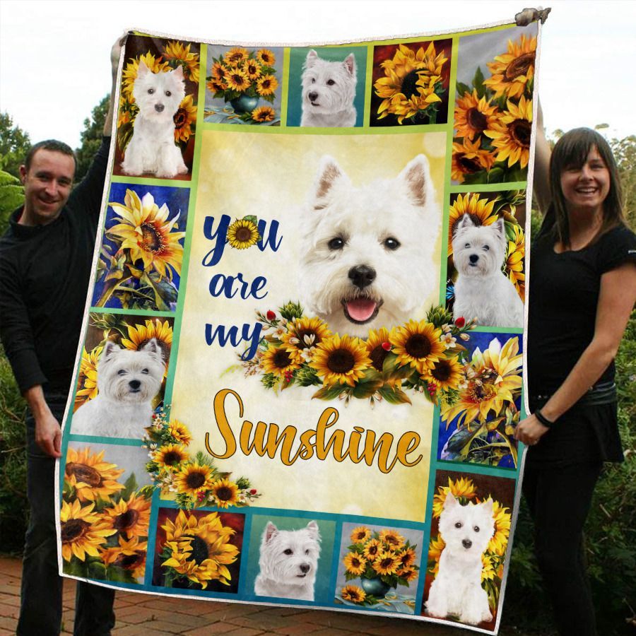 Sunflower Westie Sherpa Fleece Blanket