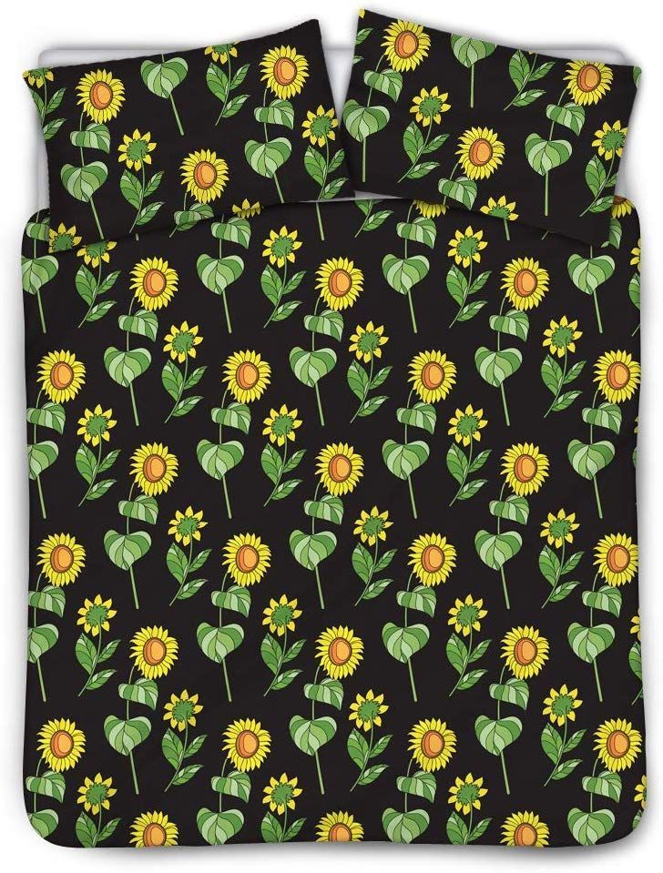 Sunflower With Black Background Bedding Set