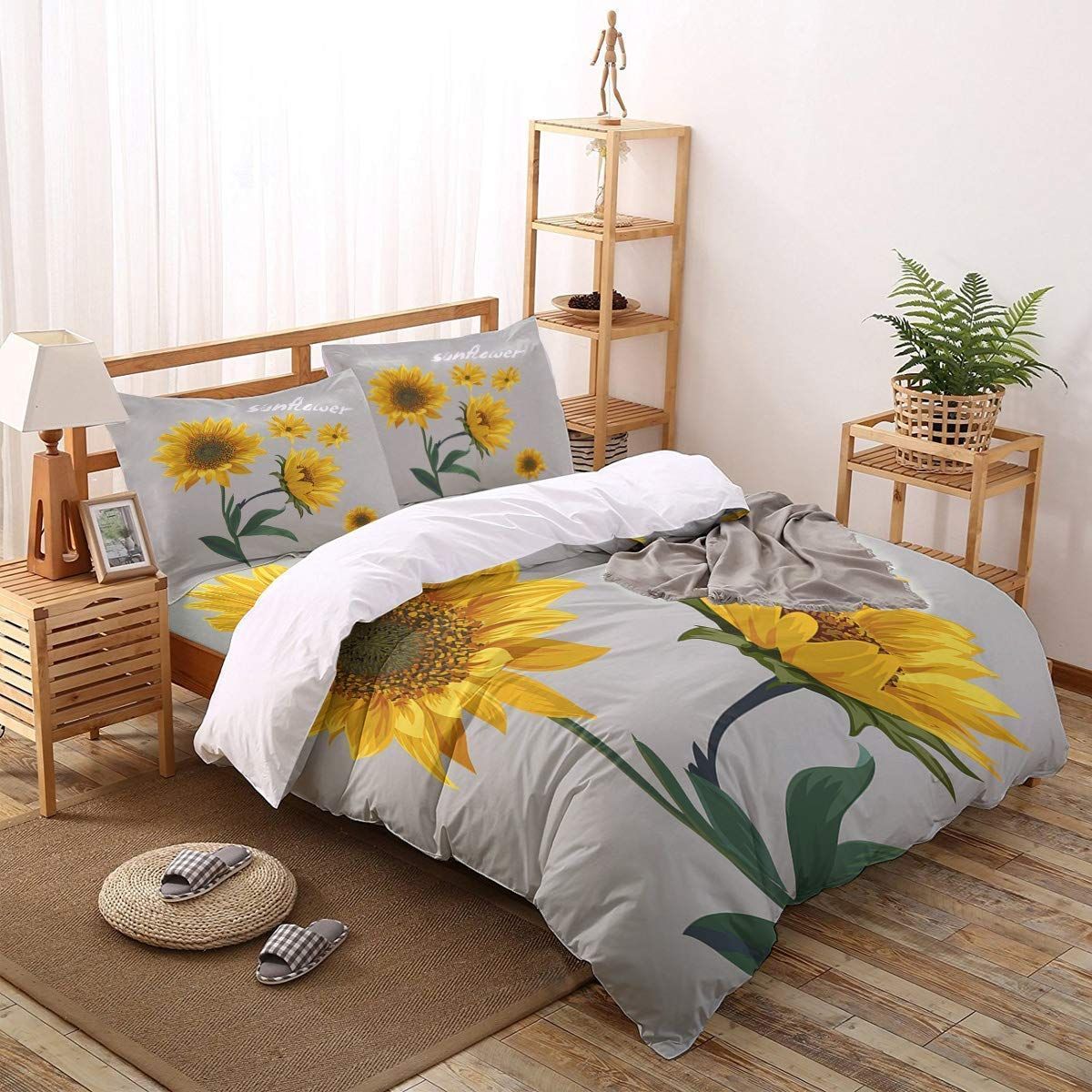 Sunflower With Gray Background Bedding Set