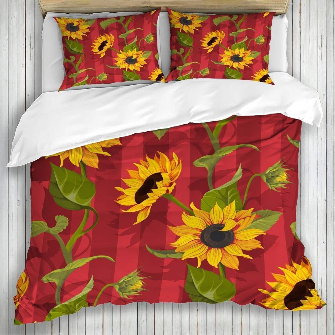 Sunflower With Red Background Bedding Set