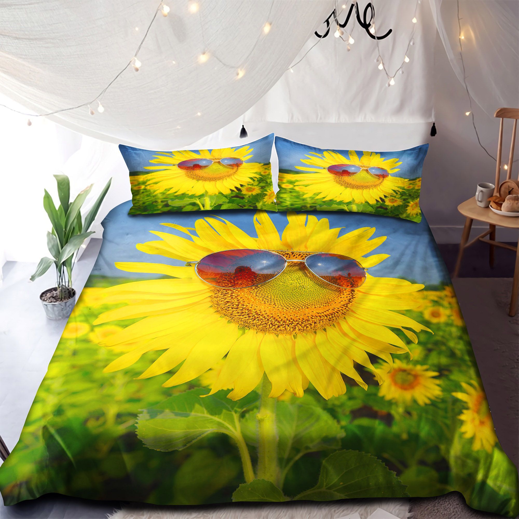 Sunflower With Sunglass Bedding Set