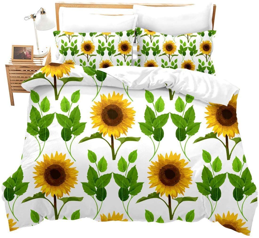 Sunflower With White Background Bedding Set