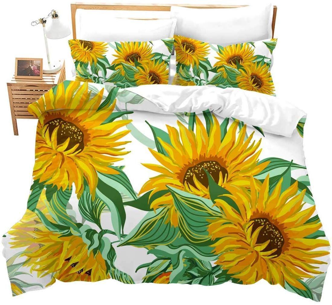 Sunflower With White Background Bedding Set