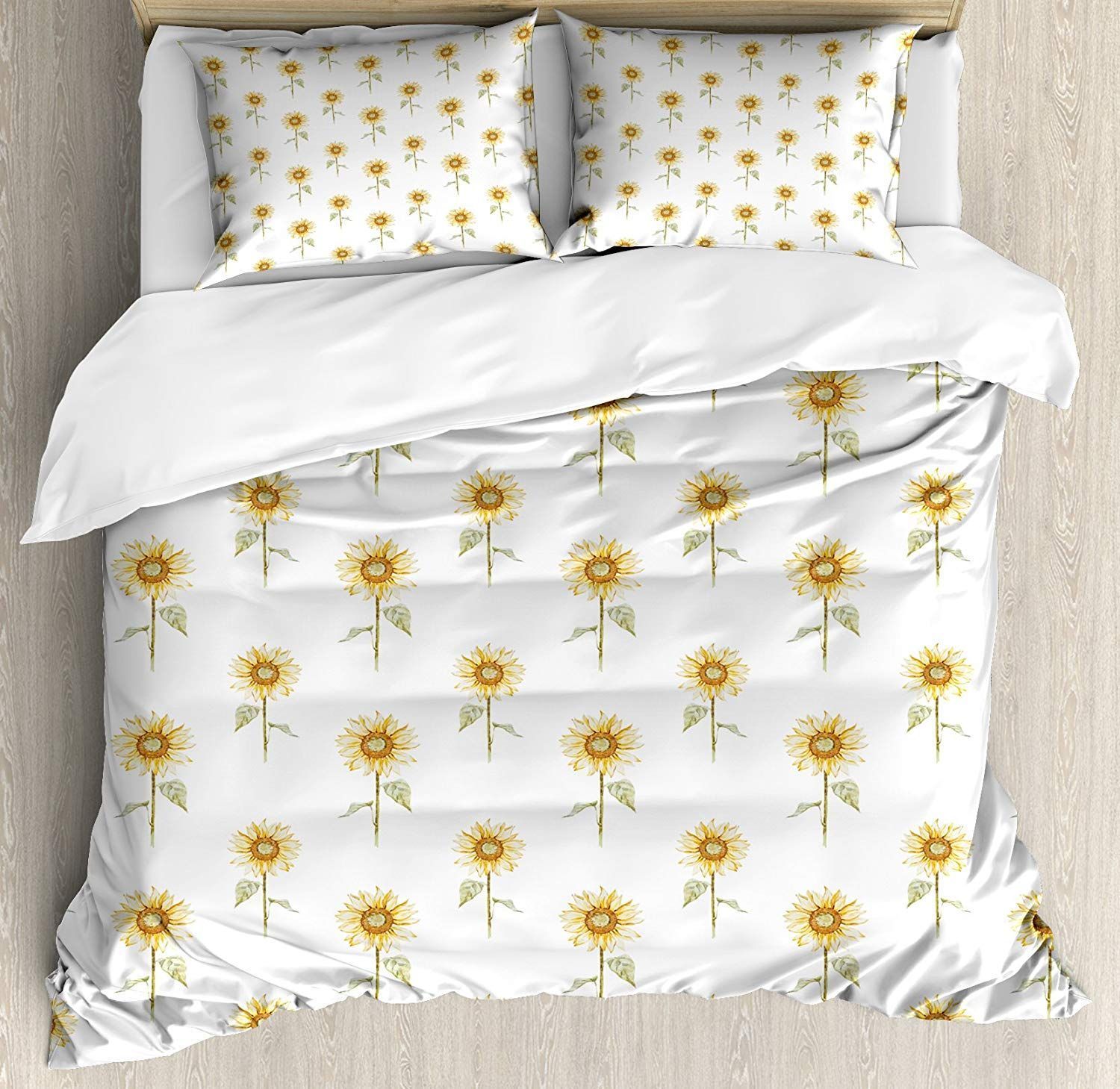Sunflower With White Background Bedding Set