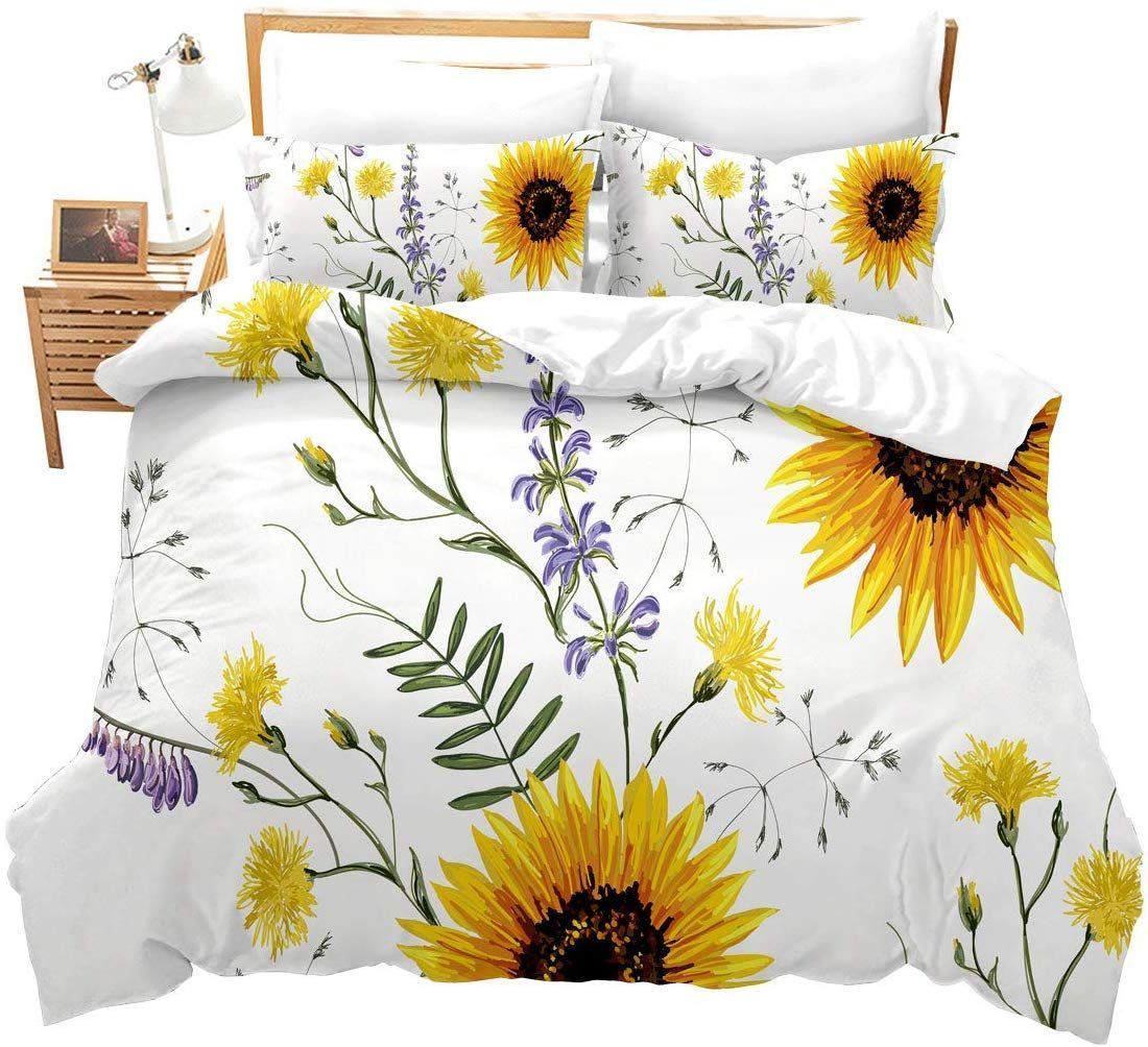 Sunflower With White Background Bedding Set