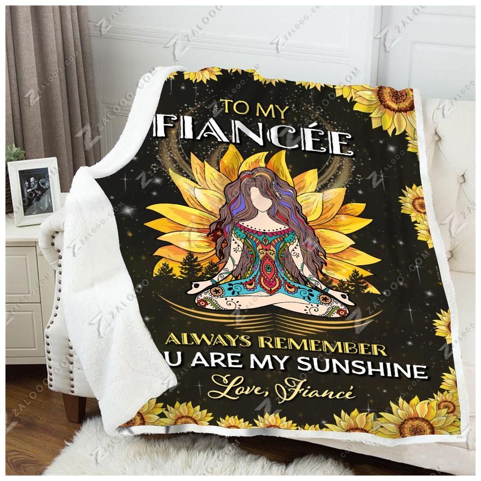 Sunflower Yoga Hippie To My Fiancee My Sunshine Sherpa Fleece Blanket