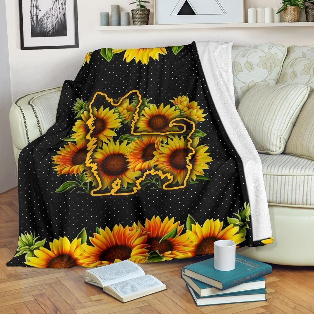 Sunflower Yorkshire Terrier Sherpa Fleece Blanket