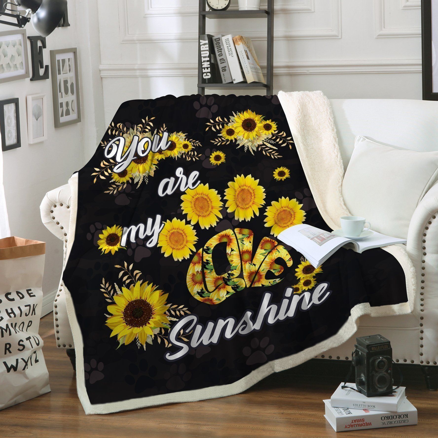 Sunflower You Are My Love Sunshine Sherpa Fleece Blanket