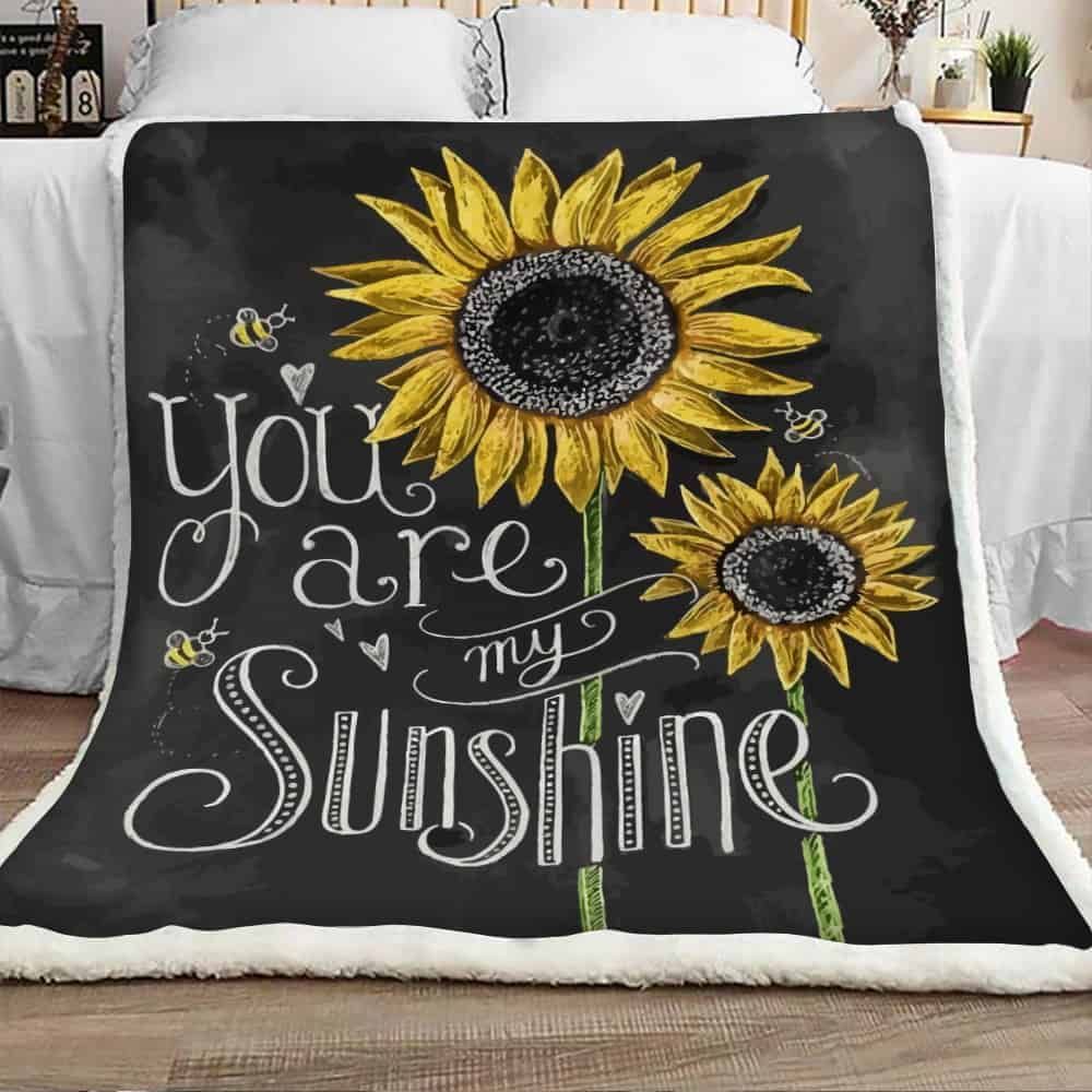 Sunflower You Are My Sunshine Sherpa Fleece Blanket