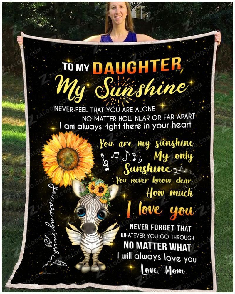 Sunflower Zebra Daughter Mom My Only Sunshine Sherpa Fleece Blanket