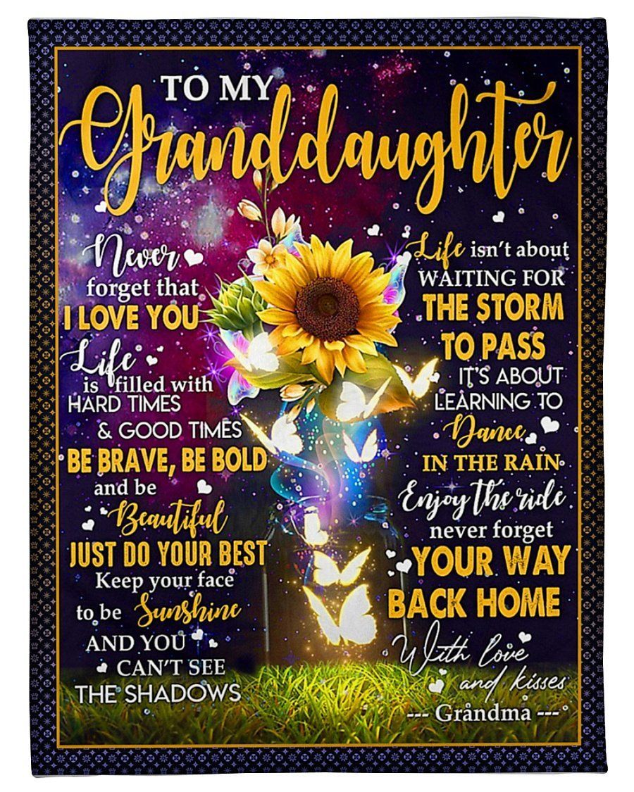 Sunflowers And Butterflies Just Do Your Best Grandma To Granddaughter Fleece Blanket Fleece Blanket