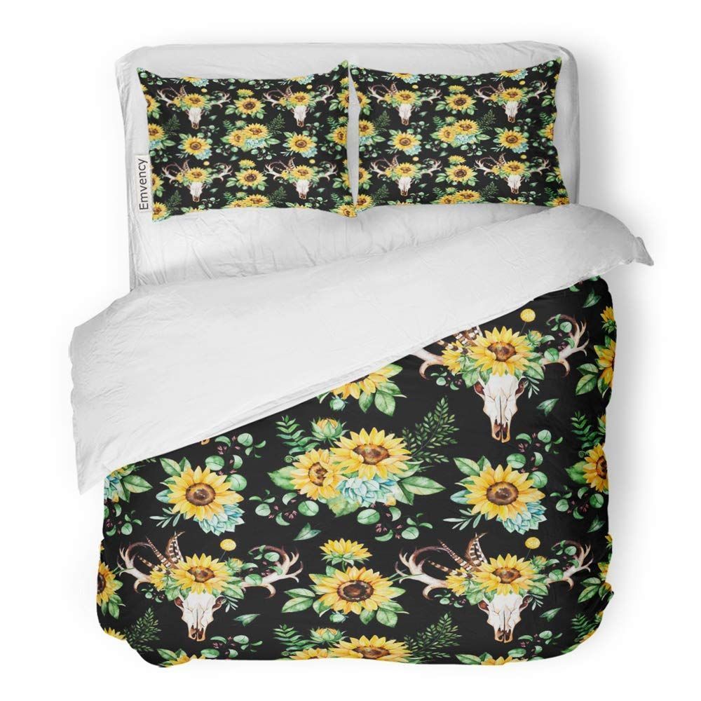 Sunflowers And Skull Horns Bedding Set