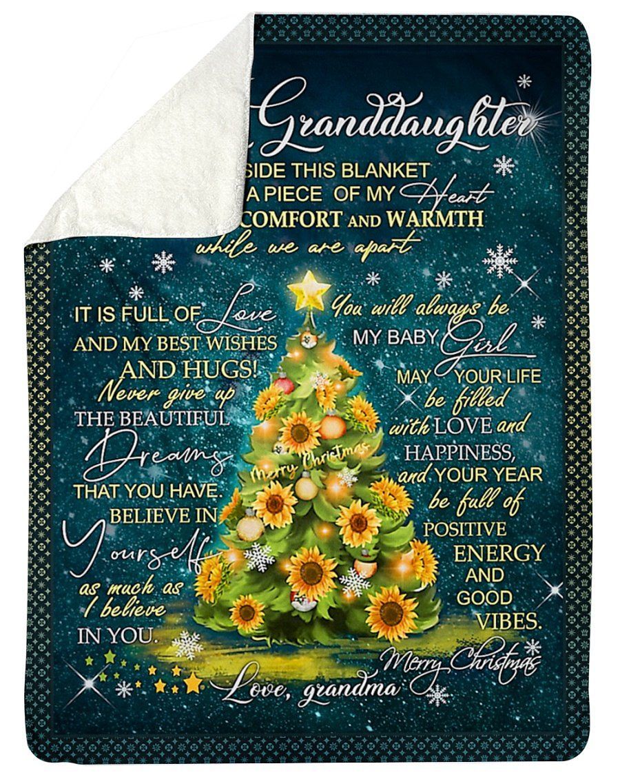 Sunflowers Christmas Tree Your Life Be Filled Love To Granddaughter Fleece Blanket Sherpa Blanket