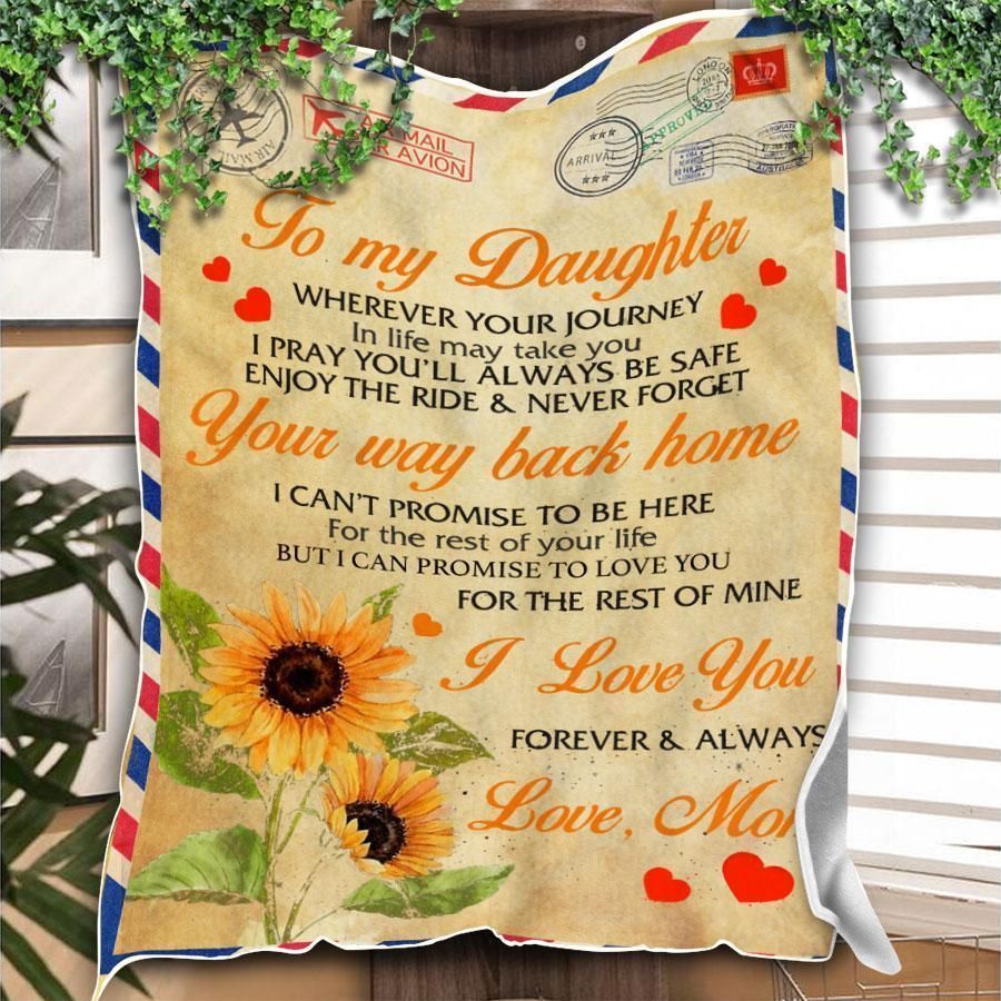 Sunflowers Enjoy The Ride Mom Gift For Daughter Fleece Blanket