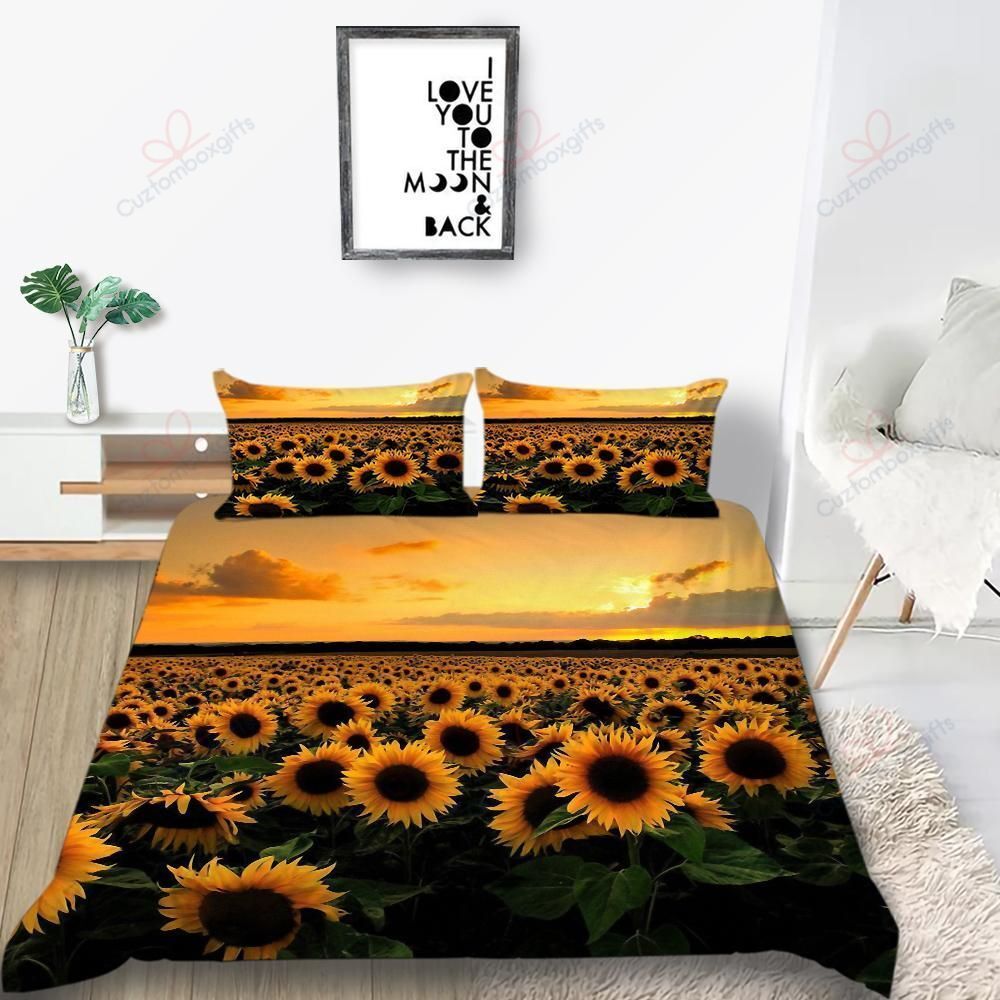 Sunflowers Field Romantic Sunset Bedding Set