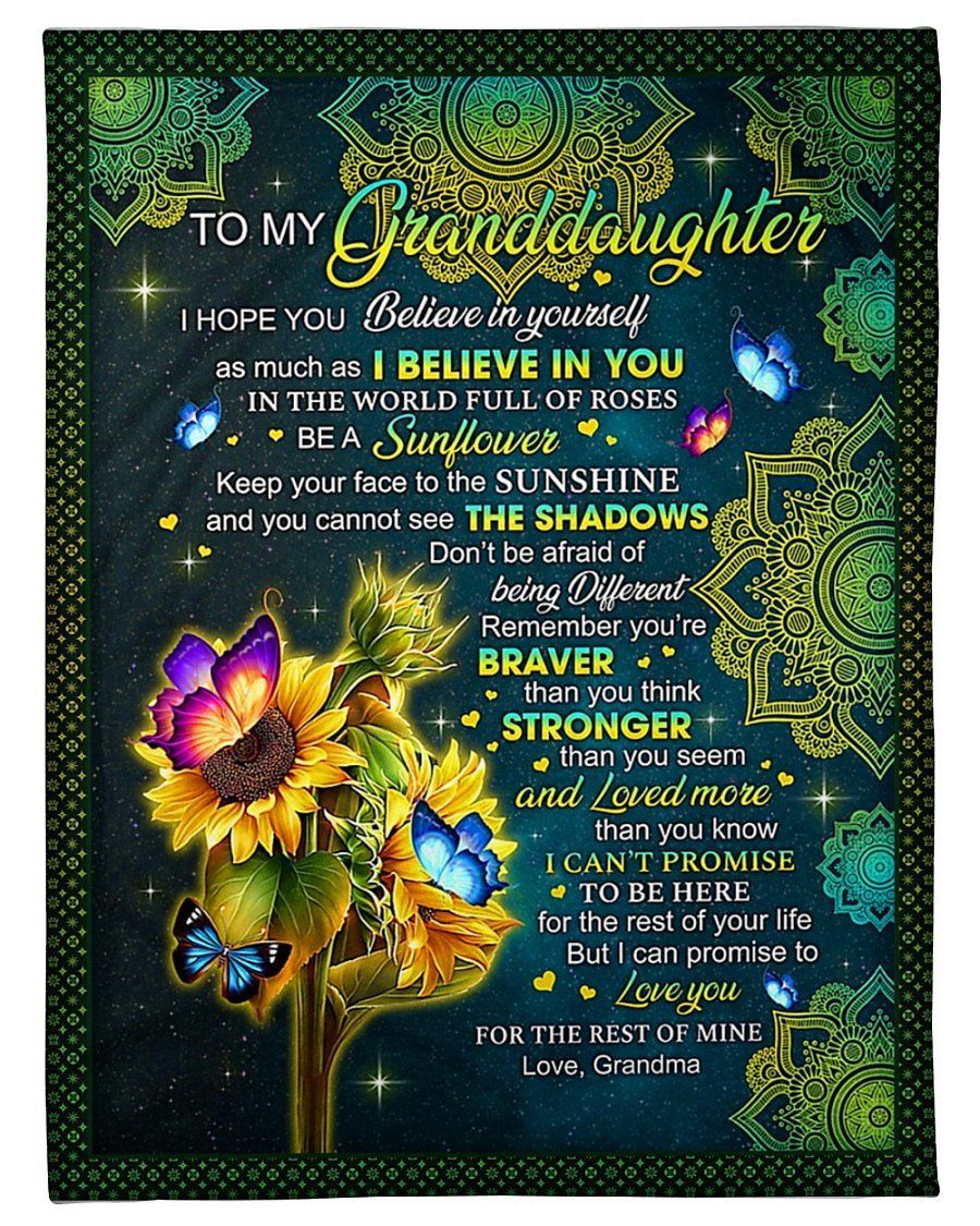 Sunflowers Love You For The Rest Of Mine Grandma To Granddaughter Fleece Blanket Fleece Blanket