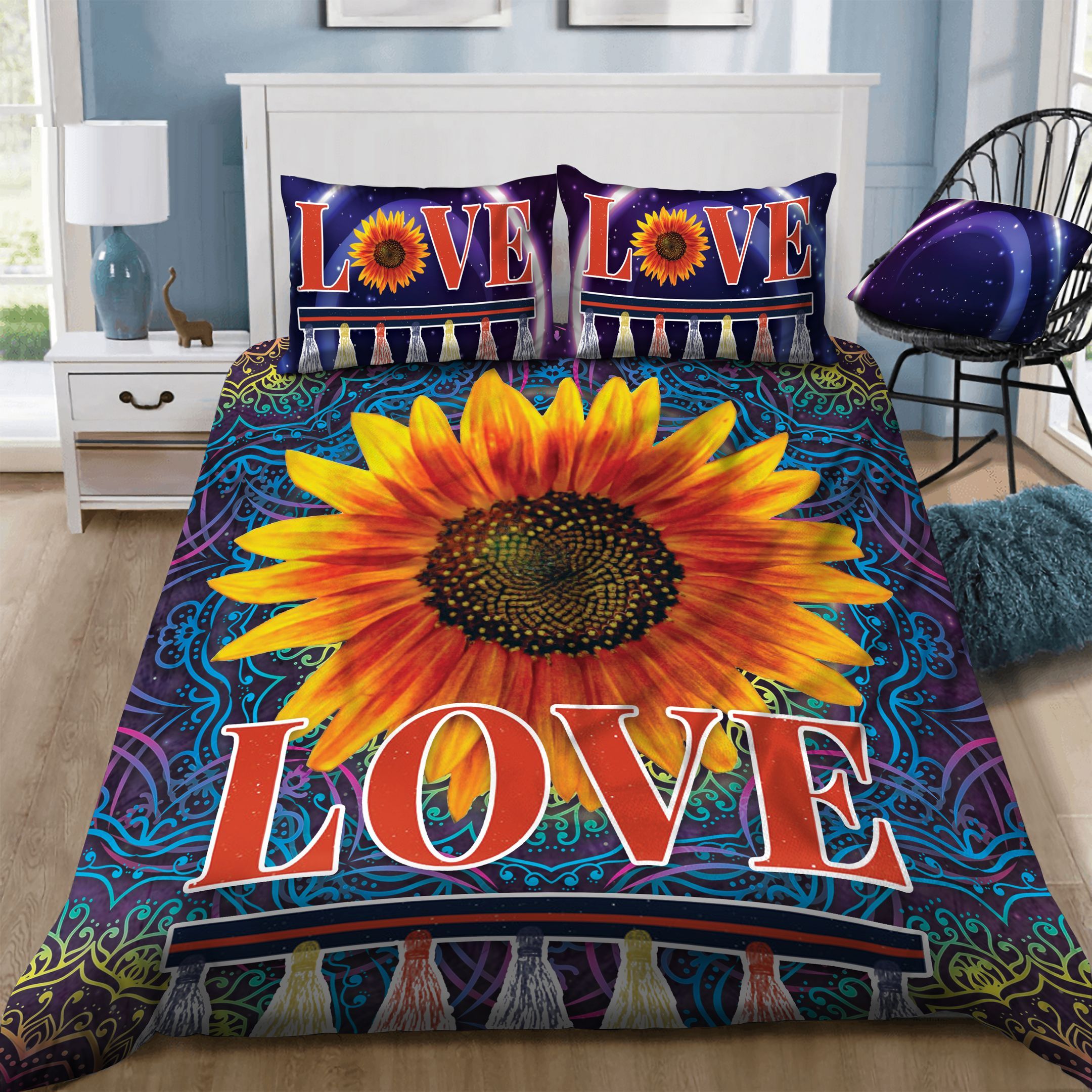 Sunflowers Mandala  Bedding Set