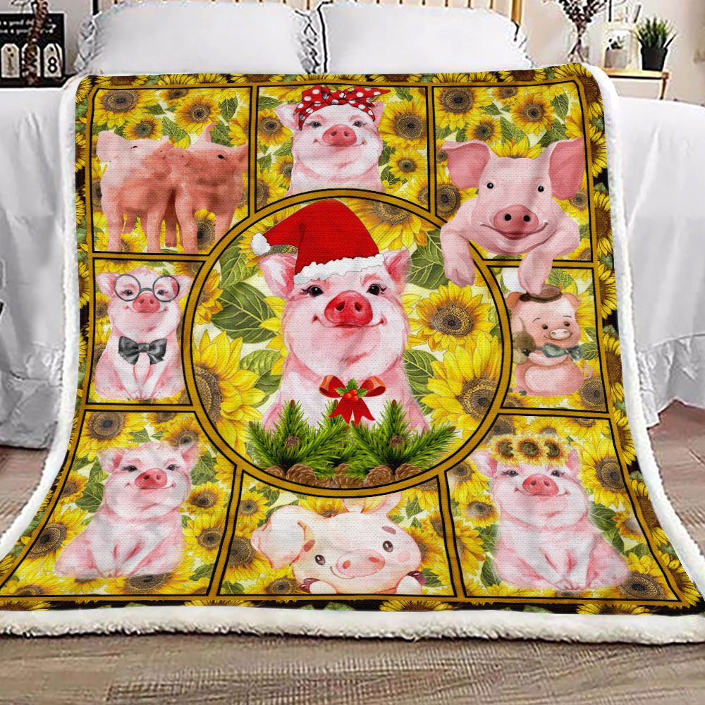 Sunflowers Pig Fleece Blanket
