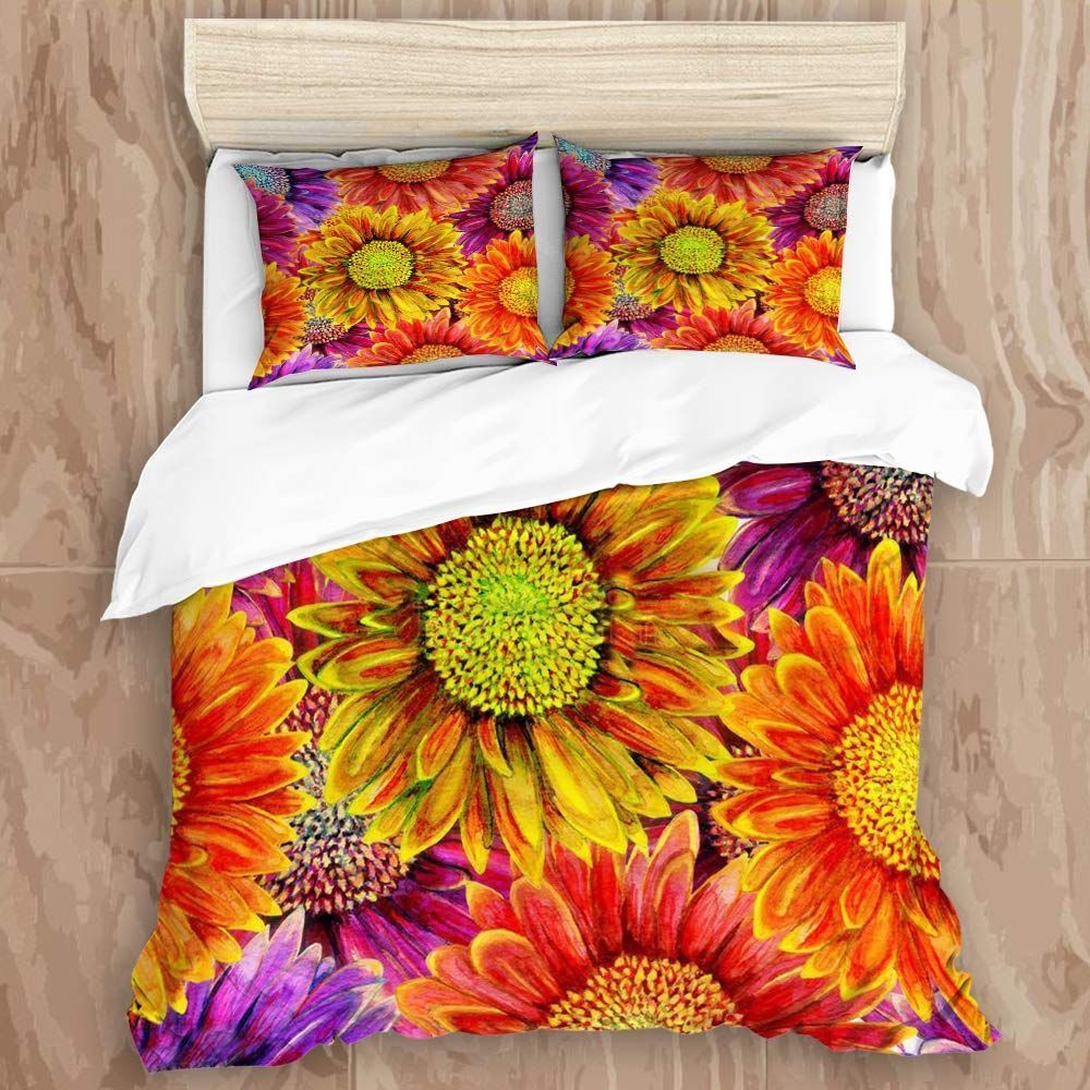 Sunflowers With Watercolor Bedding Set