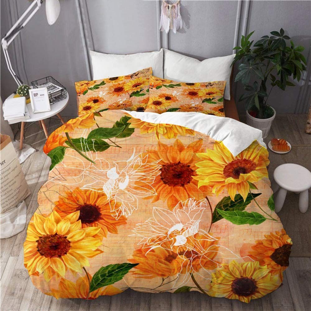 Sunflowers With Watercolor Bedding Set
